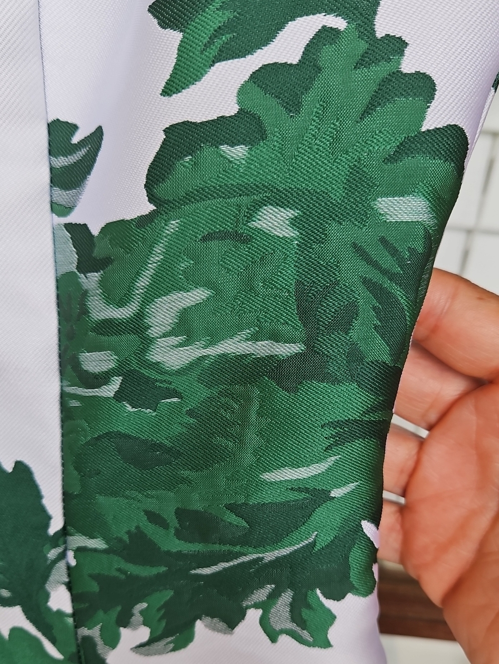 Mestiza White Sample Dress with Green Floral Print Fit And Flare With Pockets - Picture 6 of 6